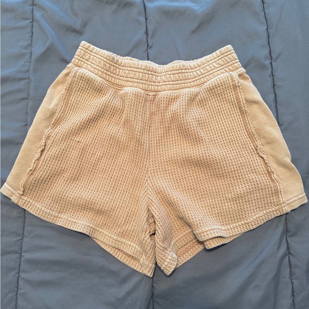 Women's Tan Waffle Knit Shorts
